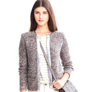 Banana Republic Sequin Trim Sweater Jacket Pockets Medium